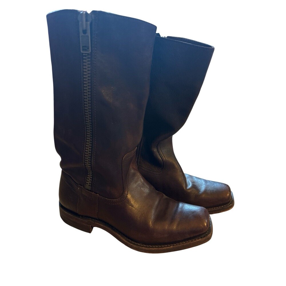 Frye Heath Outside Zip Square Toe Low Heel Western Boots Women's Size 7.5 B